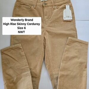 Wonderly High Rise Corduroy Skinny Pants Size 6 NWT Tan‎ Beige